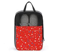 Borsa per scarpe da golf con motivo a stelle bianche e blu su sfondo rosso, per viaggi e uso quotidiano, anti-polvere, porta scarpe da golf