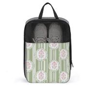 Borsa per scarpe da golf con motivo floreale rosa, morbida, verde salvia e strisce bianche, per viaggi e uso quotidiano, anti-polvere