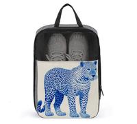 Borsa per scarpe da golf con motivo leopardato blu per viaggi e uso quotidiano, anti-polvere, per scarpe da golf