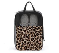 Borsa per scarpe da golf con motivo leopardato marrone scuro e nero per uso quotidiano da viaggio anti-polvere