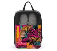Borsa per scarpe da golf con motivo leopardato neon pop art per uso quotidiano da viaggio anti-polvere