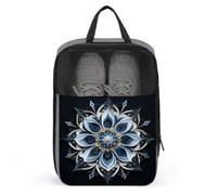 Borsa per scarpe da golf con motivo mandala 3D, colore bianco e blu, per viaggi e uso quotidiano, anti-polvere