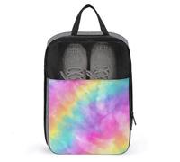 Borsa per scarpe da golf con motivo tie-dye, colori pastello arcobaleno, per uso quotidiano, anti-polvere, custodia per scarpe da golf
