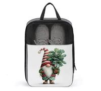 Borsa per scarpe da golf con nano ad acquerello che tiene un albero di Natale, per viaggi e uso quotidiano, anti-polvere, porta scarpe da golf