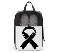 Borsa per scarpe da golf con nastro per la consapevolezza del cancro, per viaggi e uso quotidiano, anti-polvere, colore: nero e bianco
