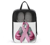 Borsa per scarpe da golf con nastro rosa per la sensibilizzazione sul cancro, per viaggi e uso quotidiano, anti-polvere, porta scarpe da golf