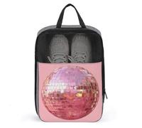 Borsa per scarpe da golf con palla da discoteca su rosa per viaggi e uso quotidiano, anti-polvere, custodia per scarpe da golf