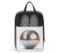 Borsa per scarpe da golf con palla da discoteca su sfondo bianco, per viaggi e uso quotidiano, anti-polvere, porta scarpe da golf