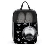 Borsa per scarpe da golf con palline da discoteca e stelle argentate, per viaggi e uso quotidiano, anti-polvere, porta scarpe da golf