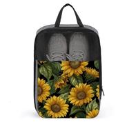 Borsa per scarpe da golf con petali gialli e foglie verdi, per viaggi e uso quotidiano, anti-polvere, con girasoli