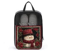 Borsa per scarpe da golf con pupazzo di neve di Natale che indossa cappello rosso per viaggi uso quotidiano anti-polvere porta scarpe da golf