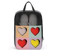 Borsa per scarpe da golf con quattro cuori, colore rosso, giallo, rosa, per uso quotidiano, antipolvere