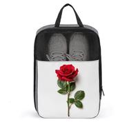 Borsa per scarpe da golf con rosa rossa singola con stelo verde, per viaggi e uso quotidiano, anti-polvere, porta scarpe da golf