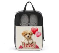 Borsa per scarpe da golf con rose rosse e palloncini a forma di cucciolo di cucciolo, per viaggi, uso quotidiano, anti-polvere, porta scarpe da golf