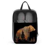Borsa per scarpe da golf con sagoma di orso tra alberi della foresta per viaggi e uso quotidiano, anti-polvere, custodia per scarpe da golf