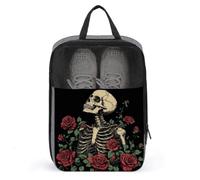 Borsa per scarpe da golf con scheletro gotico in rose, stile vintage, per viaggi, uso quotidiano, anti-polvere, porta scarpe da golf