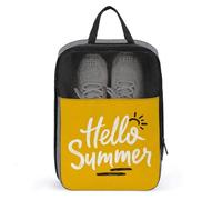 Borsa per scarpe da golf con scritta "Hello Summer on Yellow", per viaggi e uso quotidiano, anti-polvere, porta scarpe da golf