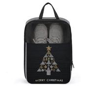Borsa per scarpe da golf con scritta "Merry Christmas", color oro e argento, per uso quotidiano, anti-polvere, per scarpe da golf