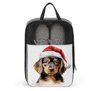 Borsa per scarpe da golf con simpatico cane in un cappello di Babbo Natale, per viaggi e uso quotidiano, anti-polvere, per riporre scarpe da golf