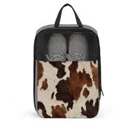 Borsa per scarpe da golf con stampa naturale in pelle di cavallo di mucca, per uso quotidiano, anti-polvere, custodia per scarpe da golf