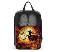 Borsa per scarpe da golf con strega in vetro colorato che vola su scopa per viaggi e uso quotidiano, anti-polvere, custodia per scarpe da golf