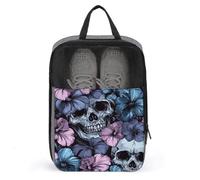 Borsa per scarpe da golf con teschi e fiori di ibisco per viaggi e uso quotidiano, anti-polvere, custodia per scarpe da golf