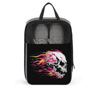 Borsa per scarpe da golf con teschio da corsa con fiamme rosa e gialle per viaggi e uso quotidiano, anti-polvere, custodia per scarpe da golf