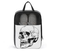 Borsa per scarpe da golf con teschio umano bianco e nero per uso quotidiano da viaggio, anti-polvere, custodia per scarpe da golf