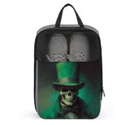 Borsa per scarpe da golf con teschio verde cappello a cilindro Leprechaun, per viaggi e uso quotidiano, anti-polvere, custodia per scarpe da golf