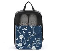 Borsa per scarpe da golf con texture in lino blu indaco e bianco, per uso quotidiano, anti-polvere, anti-polvere