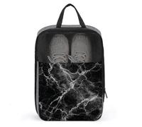 Borsa per scarpe da golf con texture in marmo nero per uso quotidiano da viaggio, anti-polvere, custodia per scarpe da golf