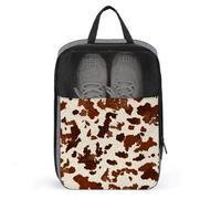 Borsa per scarpe da golf con texture in pelle di cavallo a macchie marroni per uso quotidiano da viaggio anti-polvere