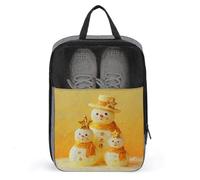 Borsa per scarpe da golf con tre pupazzo di neve con stelle su sfondo giallo, per viaggi e uso quotidiano, anti-polvere, custodia per scarpe da golf