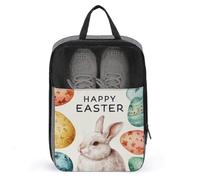 Borsa per scarpe da golf con uova colorate e coniglietto felice pasquale, per viaggi e uso quotidiano, anti-polvere, porta scarpe da golf