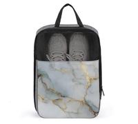 Borsa per scarpe da golf con venature in lamina d'oro con texture in marmo bianco per uso quotidiano da viaggio anti-polvere