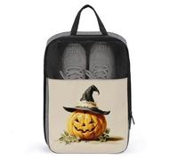 Borsa per scarpe da golf con zucca raccapricciante retrò Haloween con cappello da strega, per viaggi e uso quotidiano, anti-polvere