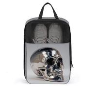 Borsa per scarpe da golf in acciaio inox con teschio umano per uso quotidiano da viaggio, anti-polvere, custodia per scarpe da golf