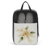 Borsa per scarpe da golf in lamina d'oro a forma di fiore di stella di Natale ad acquerello per uso quotidiano anti-polvere porta scarpe da golf