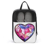 Borsa per scarpe da golf in vetro colorato con cristalli trasparenti a forma di cuore, rosa, per viaggi e uso quotidiano, anti-polvere, custodia per scarpe da golf