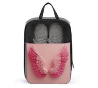 Borsa per scarpe da golf rosa con ali d'angelo su pastello per San Valentino, per viaggi e uso quotidiano, anti-polvere, porta scarpe da golf