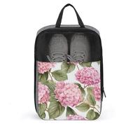 Borsa per scarpe da golf rosa con fiori di ortensia per uso quotidiano da viaggio, anti-polvere, custodia per scarpe da golf