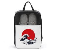 Borsa per scarpe da golf semplice con onde marine rosse e nere per uso quotidiano da viaggio, anti-polvere, custodia per scarpe da golf
