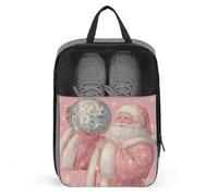 Borsa per scarpe da golf vintage con Babbo Natale in possesso di palla da discoteca per viaggi uso quotidiano anti-polvere porta scarpe da golf