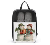 Borsa per scarpe da golf vintage con due pupazzi di neve in possesso di regali per viaggi uso quotidiano anti-polvere porta scarpe da golf