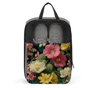 Borsa per scarpe da golf vintage con fiori rosa e gialli, per uso quotidiano, anti-polvere, porta scarpe da golf
