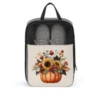 Borsa per scarpe da golf vintage floreale con zucca, girasoli, per viaggi e uso quotidiano, anti-polvere, porta scarpe da golf