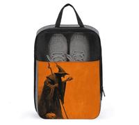 Borsa per scarpe da strega vintage medievale arancione e nera per Halloween, da viaggio, uso quotidiano, anti-polvere, porta scarpe da golf