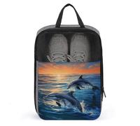 Borsa per scarpe da viaggio, borsa per scarpe con stampa delfini nel mare, borse per scarpe da esterno con cerniera, borsa per scarpe da uomo e donna, stile, taglia unica, moderna