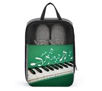 Borsa per scarpe da viaggio, borsa per scarpe con stampa di tasti di pianoforte verdi e bianchi, borse per scarpe da esterno con cerniera, borsa per scarpe da uomo e donna, stile, taglia unica