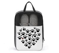 Borsa per scarpe da viaggio, borsa per scarpe con stampa di zampa di cane e cuore, borsa per scarpe con cerniera, borsa per scarpe da uomo e donna, stile, taglia unica, moderna